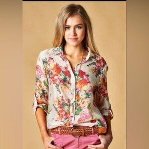 52 bd collection size small floral top button up